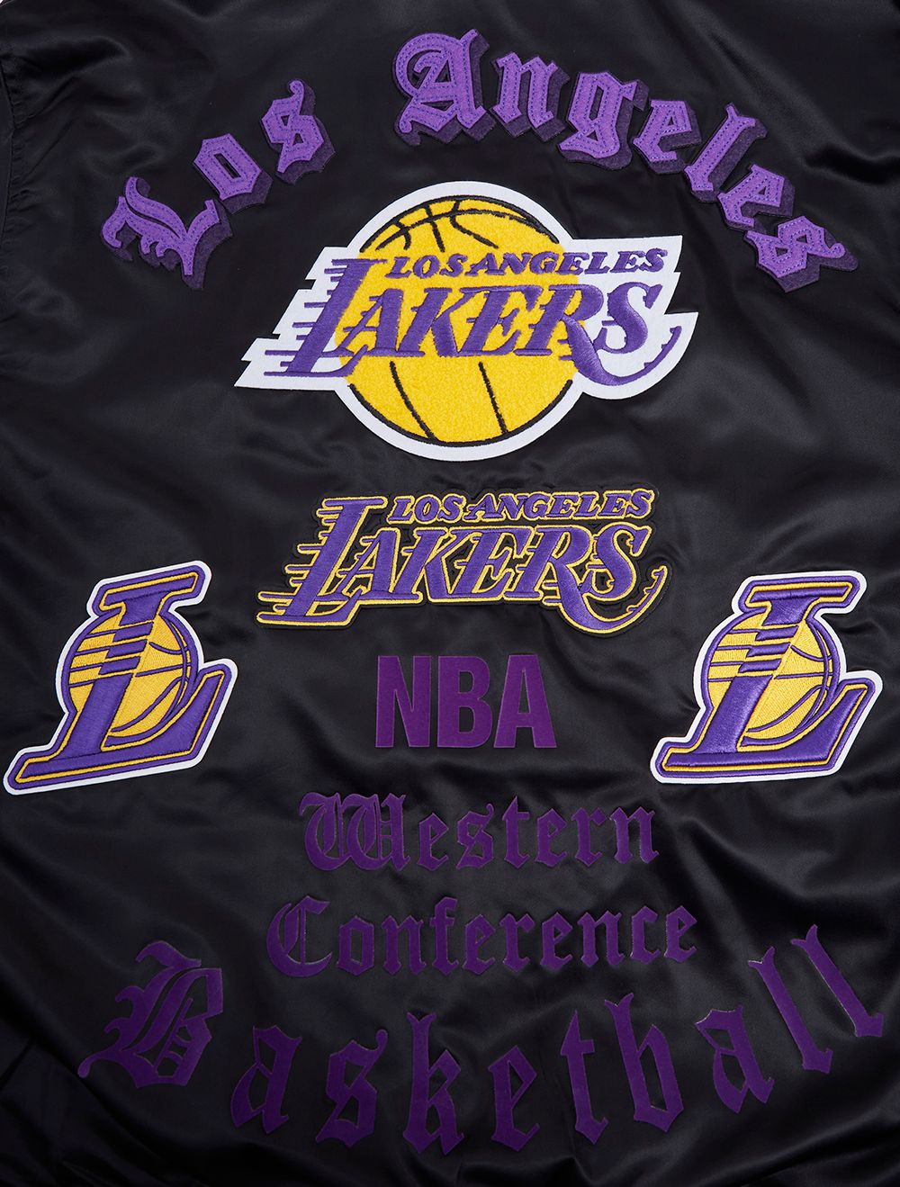 Pro Standard Men's Los Angeles Lakers Black Old English Logo Satin Jacket product image