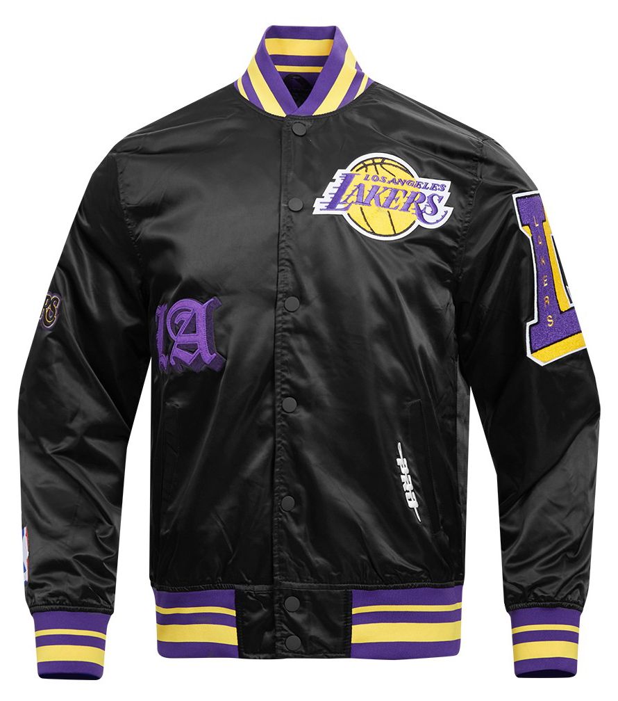 Pro Standard Men's Los Angeles Lakers Black Old English Logo Satin Jacket product image