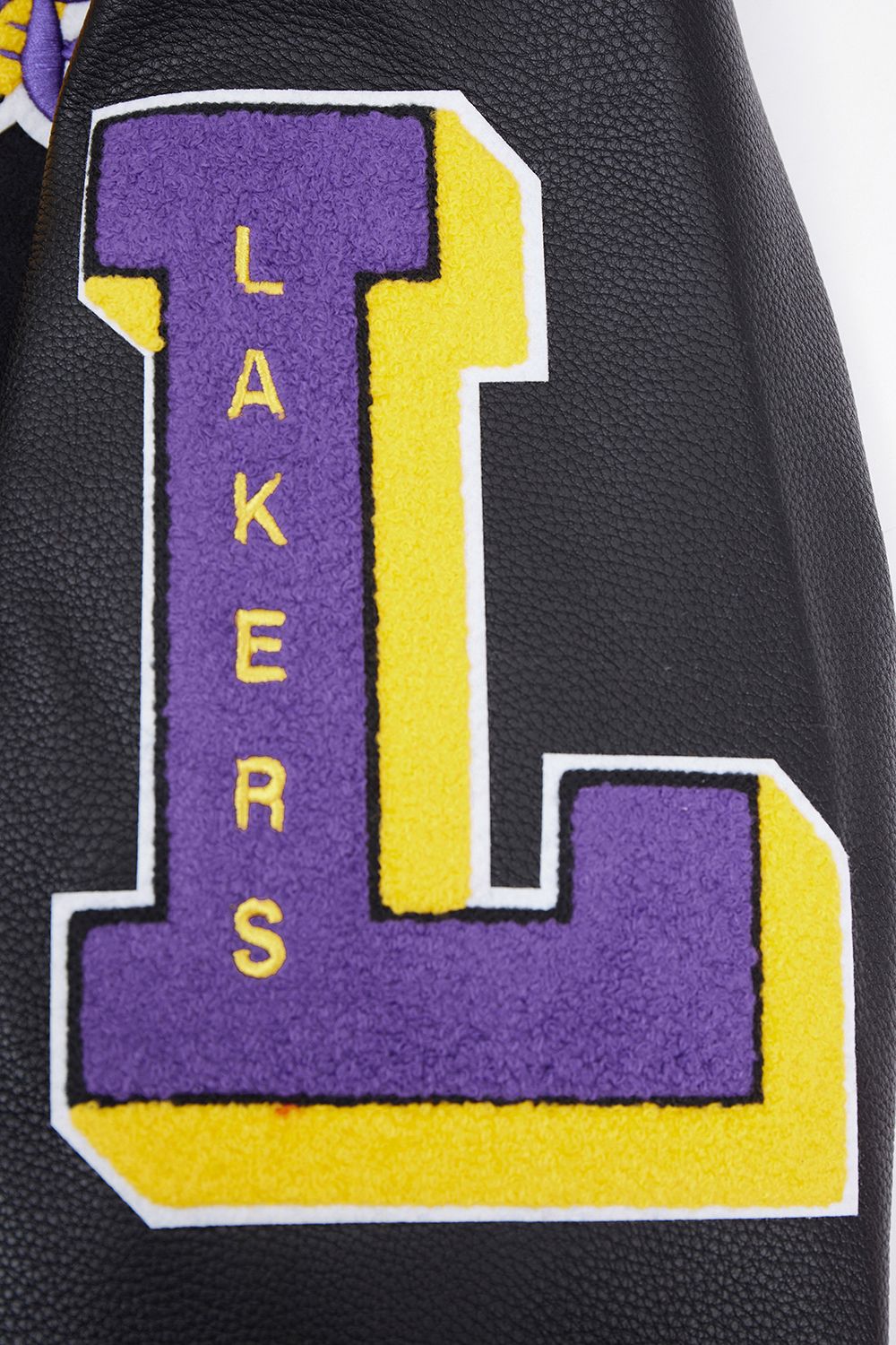 Pro Standard Men's Los Angeles Lakers Black Old English Ribbed Wool Varsity Jacket product image