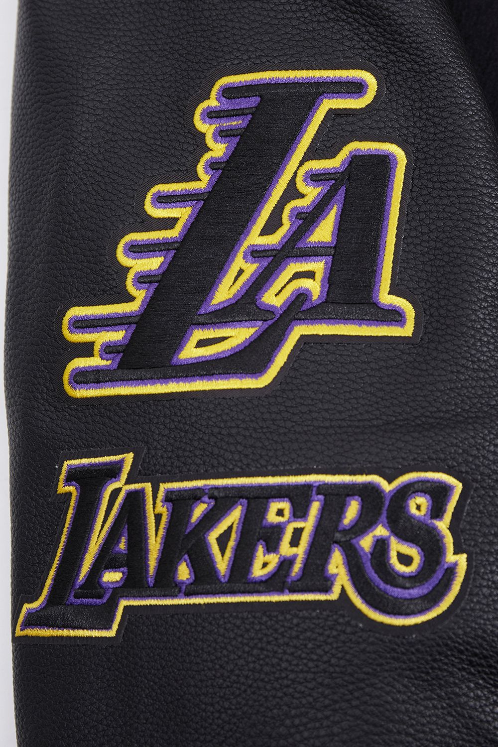 Pro Standard Men's Los Angeles Lakers Black Old English Ribbed Wool Varsity Jacket product image