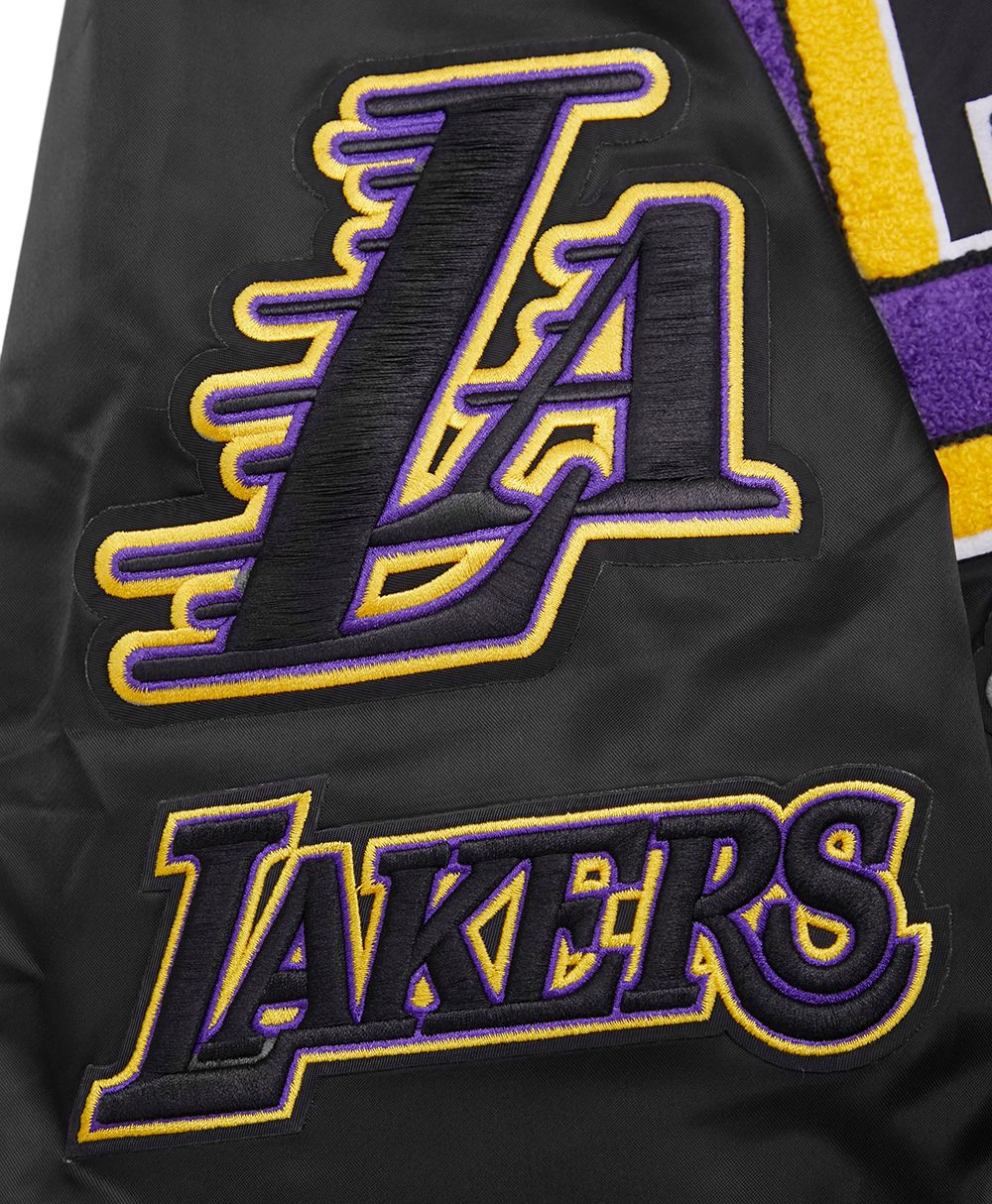 Pro Standard Men's Los Angeles Lakers Black Mash Up Rib Satin Jacket product image