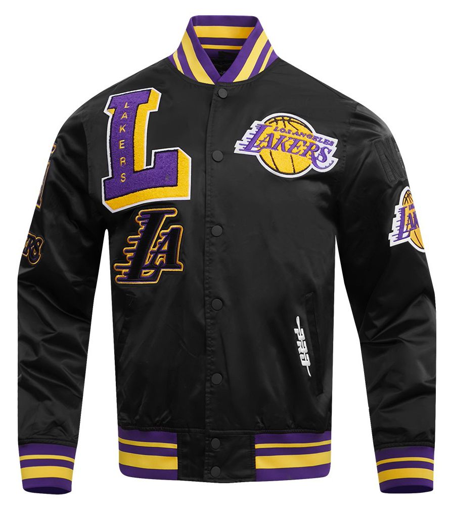 Pro Standard Men's Los Angeles Lakers Black Mash Up Rib Satin Jacket product image