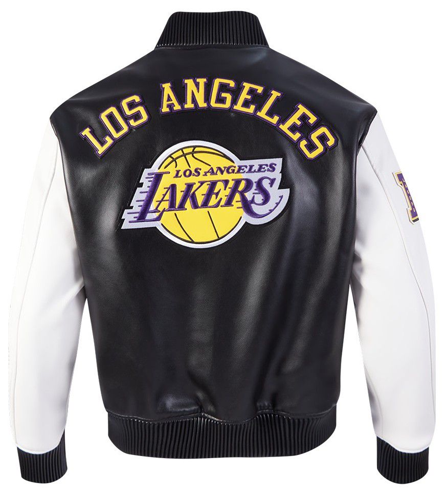 Pro Standard Men's Los Angeles Lakers Black Signature Leather Varsity Jacket product image