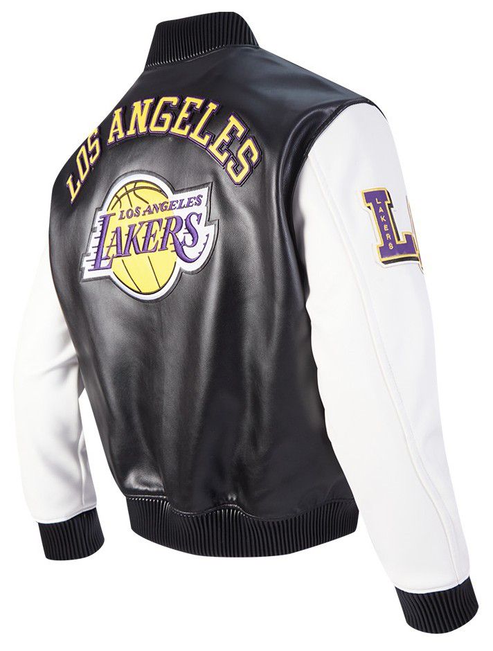 Pro Standard Men's Los Angeles Lakers Black Signature Leather Varsity Jacket product image