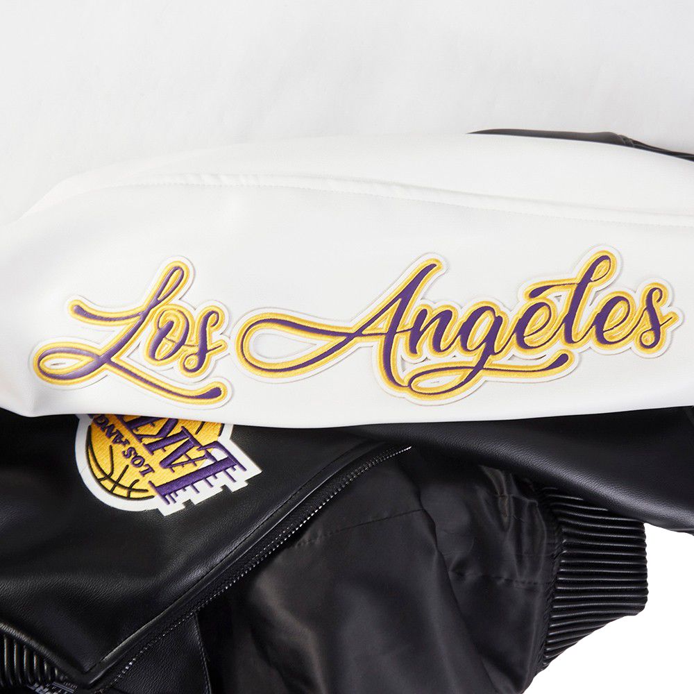 Pro Standard Men's Los Angeles Lakers Black Signature Leather Varsity Jacket product image