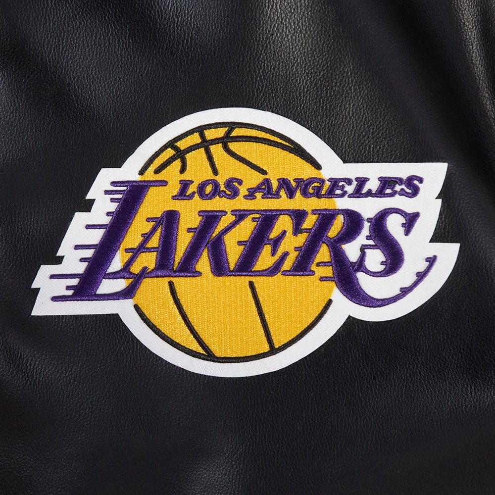 Pro Standard Men's Los Angeles Lakers Black Signature Leather Varsity Jacket product image