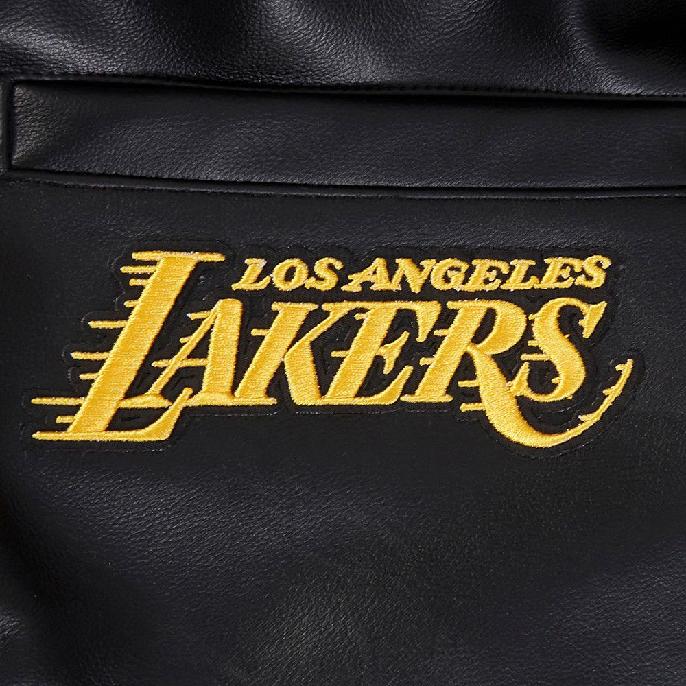 Pro Standard Men's Los Angeles Lakers Black Signature Leather Varsity Jacket product image