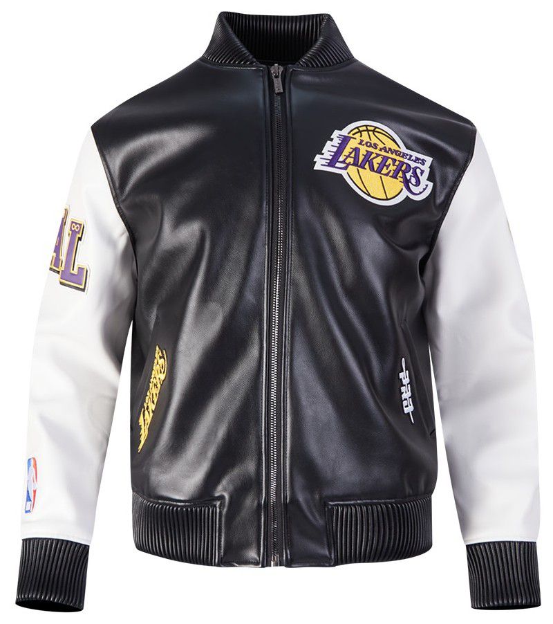 Pro Standard Men's Los Angeles Lakers Black Signature Leather Varsity Jacket product image