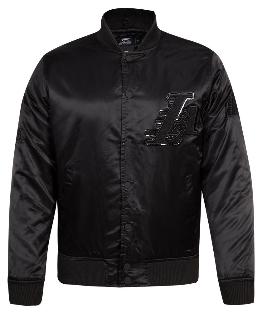 Pro Standard Men's Los Angeles Lakers Triple Black Satin Jacket product image
