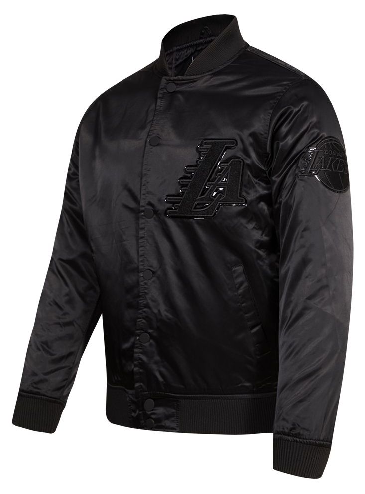 Pro Standard Men's Los Angeles Lakers Triple Black Satin Jacket product image