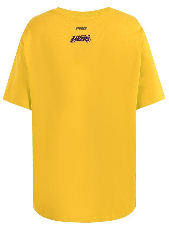 Pro Standard Women's Los Angeles Lakers Yellow Script Tail Boyfriend T-Shirt product image