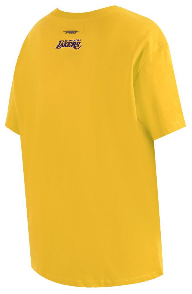 Pro Standard Women's Los Angeles Lakers Yellow Script Tail Boyfriend T-Shirt product image