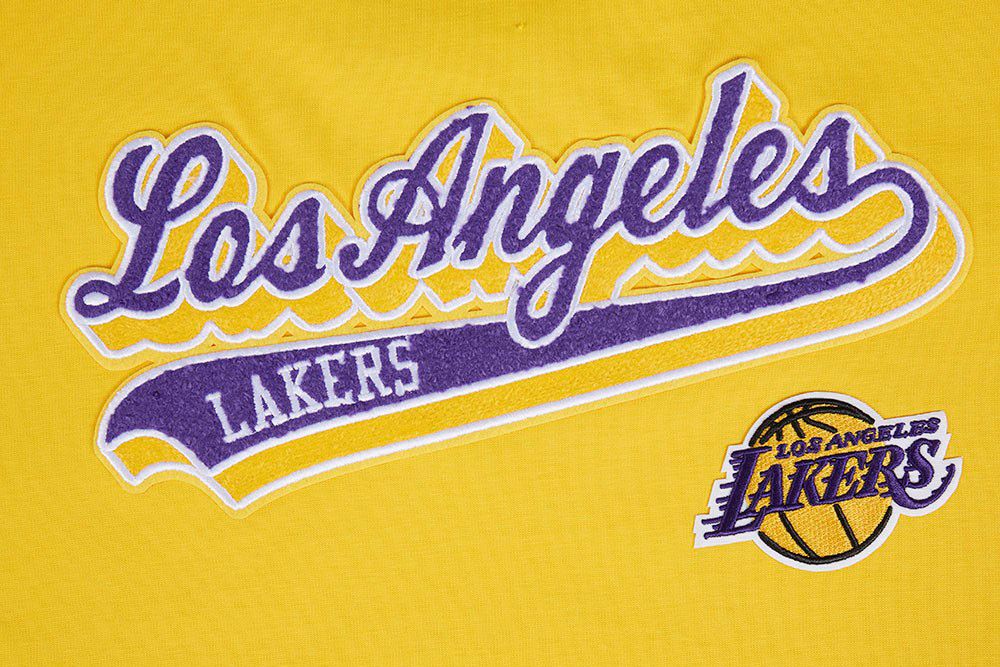 Pro Standard Women's Los Angeles Lakers Yellow Script Tail Boyfriend T-Shirt product image