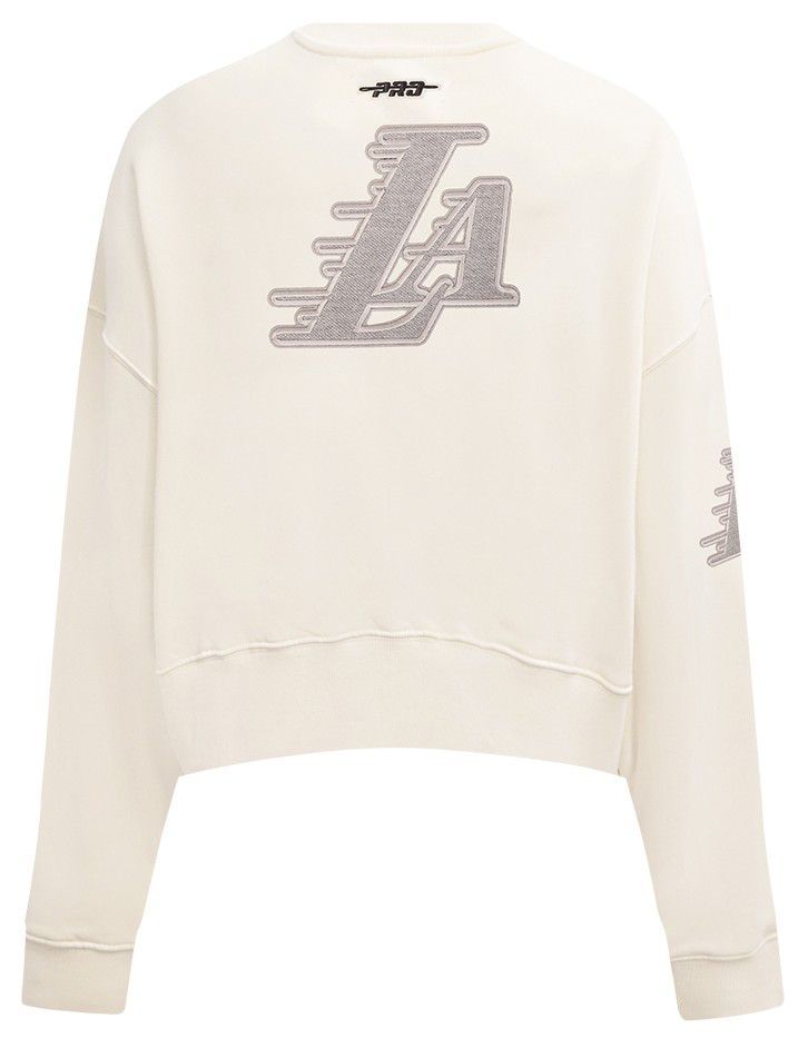 Pro Standard Women's Los Angeles Lakers Off White Reverse French Terry Crewneck Sweatshirt product image