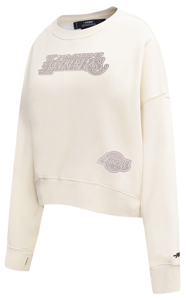 Pro Standard Women's Los Angeles Lakers Off White Reverse French Terry Crewneck Sweatshirt product image