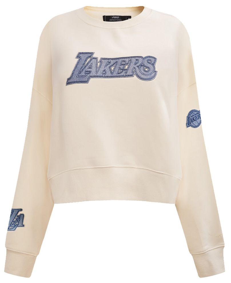 Pro Standard Women's Los Angeles Lakers Linen Varsity Blues Fleece Crewneck Sweatshirt product image