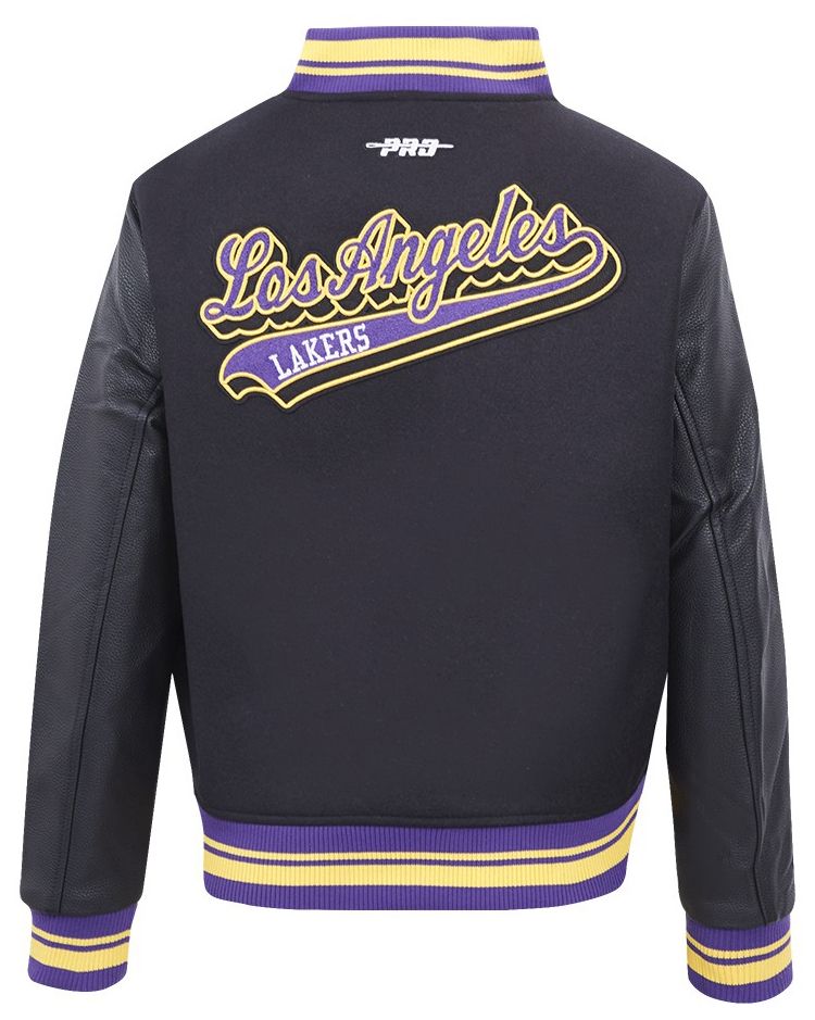 Pro Standard Women's Los Angeles Lakers Black Script Tail Wool Varsity Jacket product image