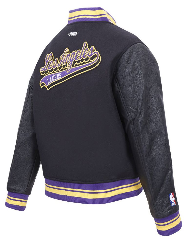 Pro Standard Women's Los Angeles Lakers Black Script Tail Wool Varsity Jacket product image