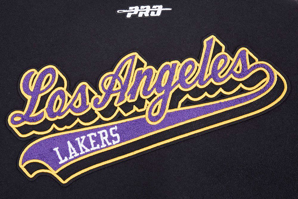 Pro Standard Women's Los Angeles Lakers Black Script Tail Wool Varsity Jacket product image