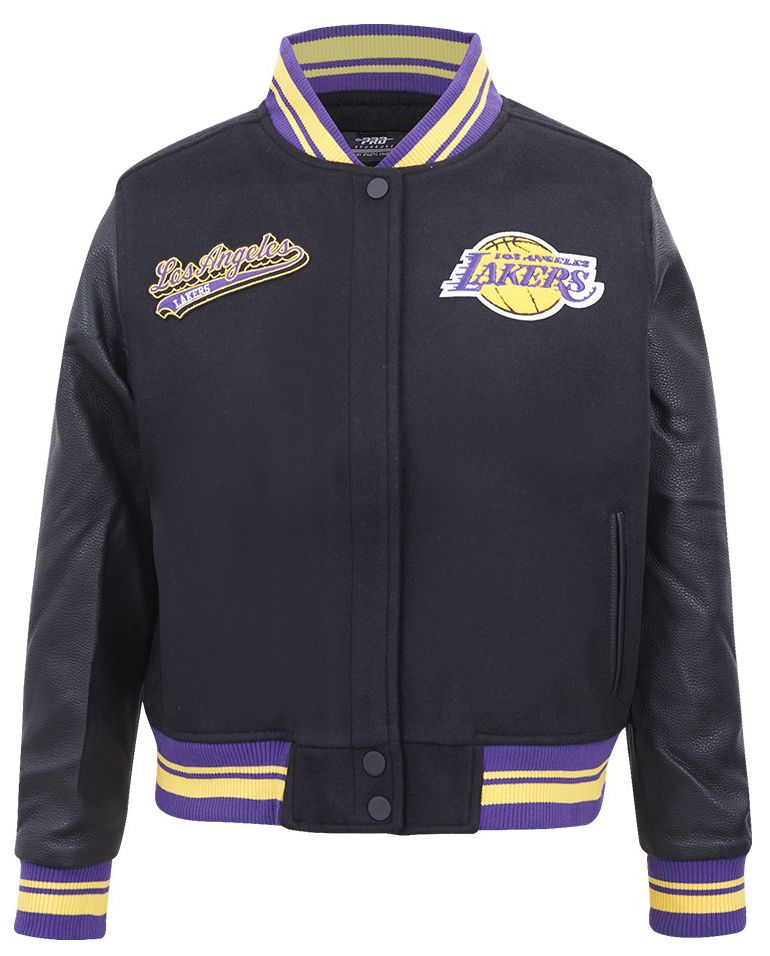 Pro Standard Women's Los Angeles Lakers Black Script Tail Wool Varsity Jacket product image
