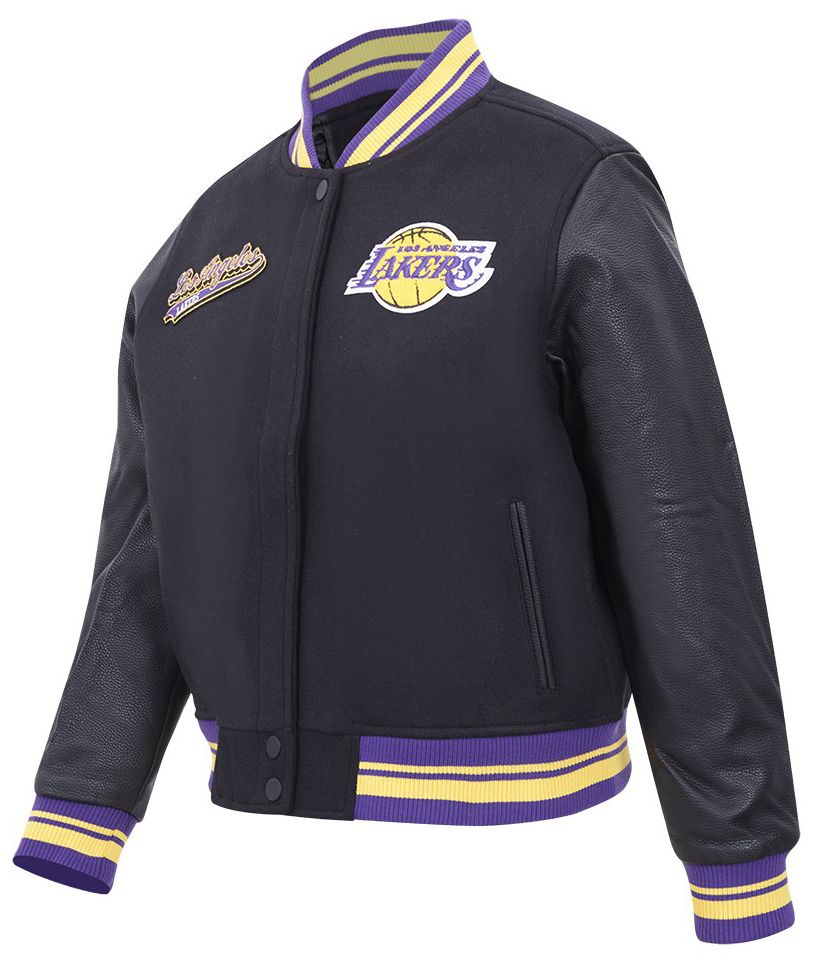 Pro Standard Women's Los Angeles Lakers Black Script Tail Wool Varsity Jacket product image
