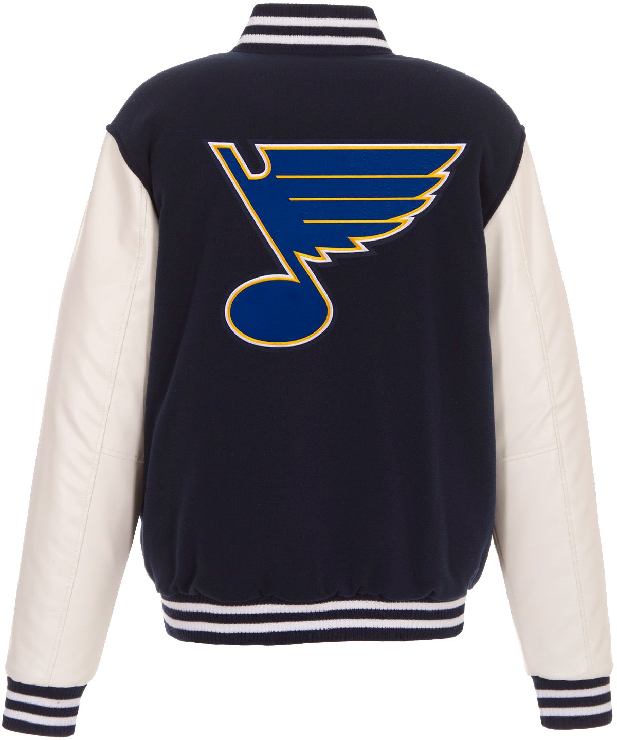 JH Design St. Louis Blues Logo Button Bomber Navy Jacket product image