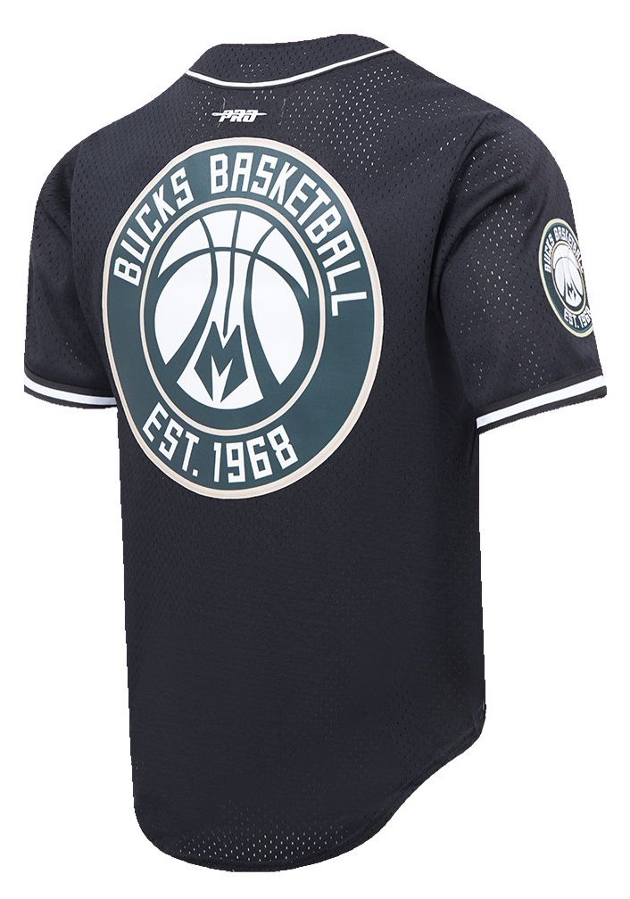 Pro Standard Men's Milwaukee Bucks Black Script Tail Mesh Button Down Shirt product image