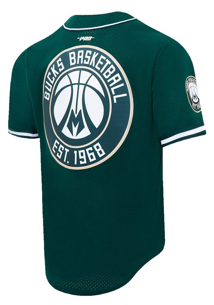 Pro Standard Men's Milwaukee Bucks Green Script Tail Mesh Button Down Shirt product image