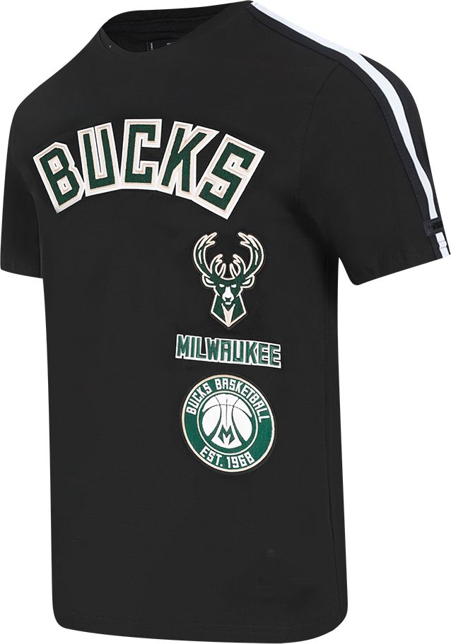 Pro Standard Men's Milwaukee Bucks Black Retro Classic Striped Short Sleeve T-Shirt product image