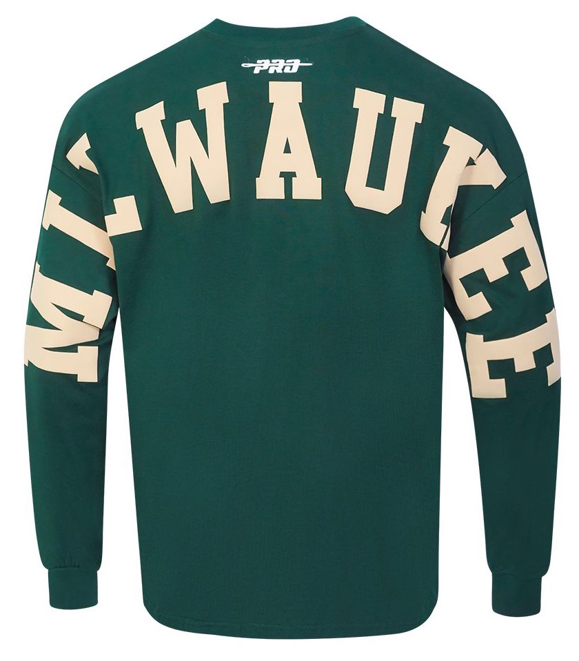 Pro Standard Men's Milwaukee Bucks Green Wingspan Drop Shoulder Long Sleeve T-Shirt product image