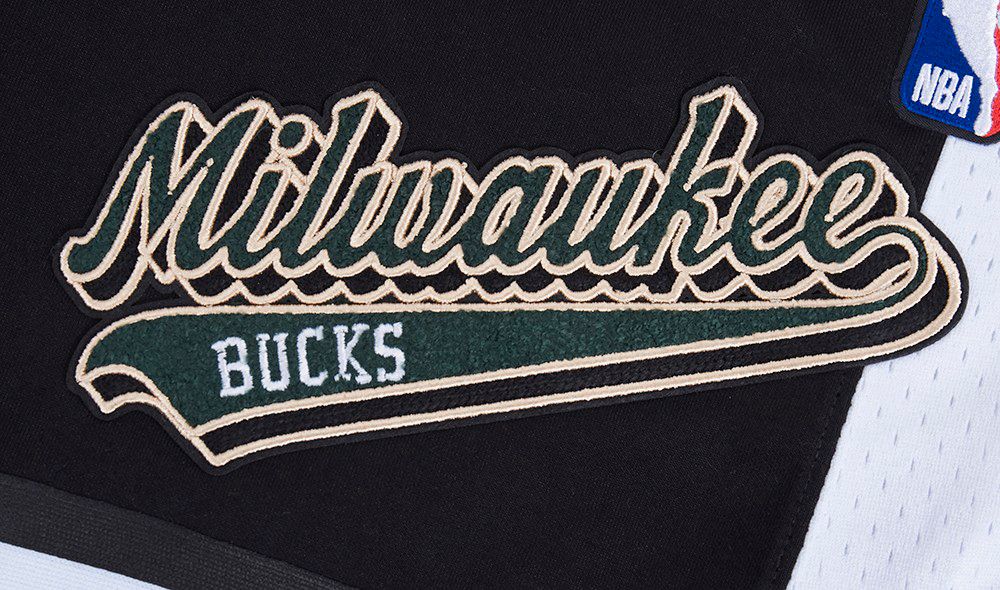 Pro Standard Men's Milwaukee Bucks Black Script Tail Fleece Shorts product image