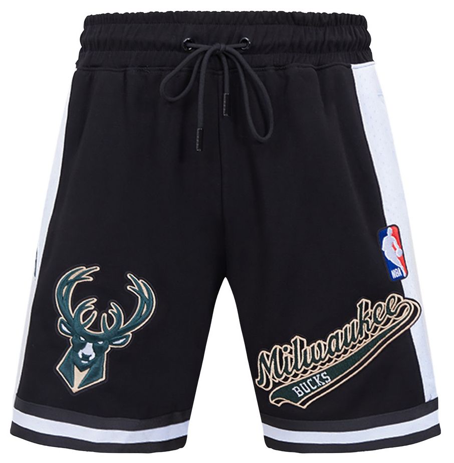 Pro Standard Men's Milwaukee Bucks Black Script Tail Fleece Shorts product image