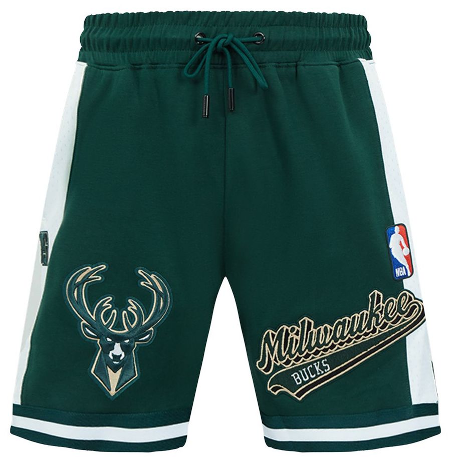 Pro Standard Men's Milwaukee Bucks Green Script Tail Fleece Shorts product image