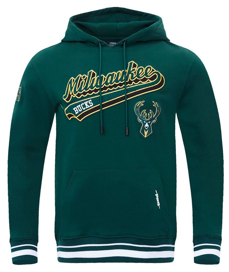Pro Standard Men's Milwaukee Bucks Green Script Tail Fleece Pullover Hoodie product image