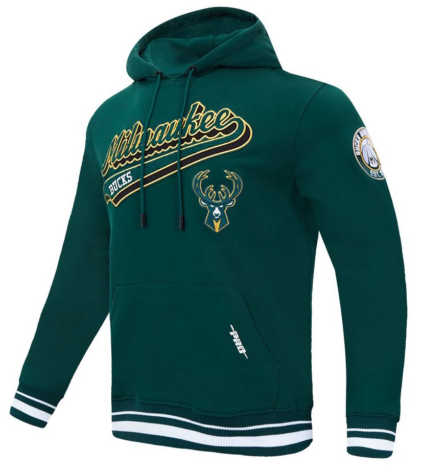 Pro Standard Men's Milwaukee Bucks Green Script Tail Fleece Pullover Hoodie product image