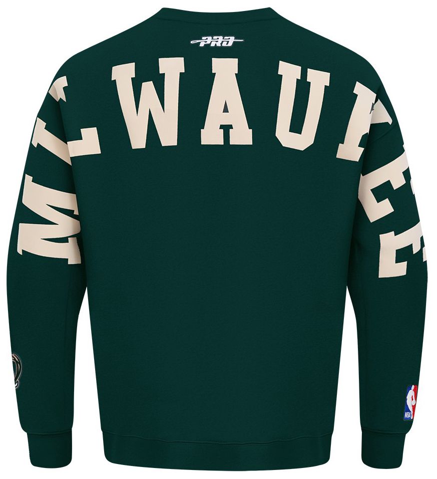Pro Standard Men's Milwaukee Bucks Green Wingspan Drop Shoulder Fleece Crewneck Sweatshirt product image
