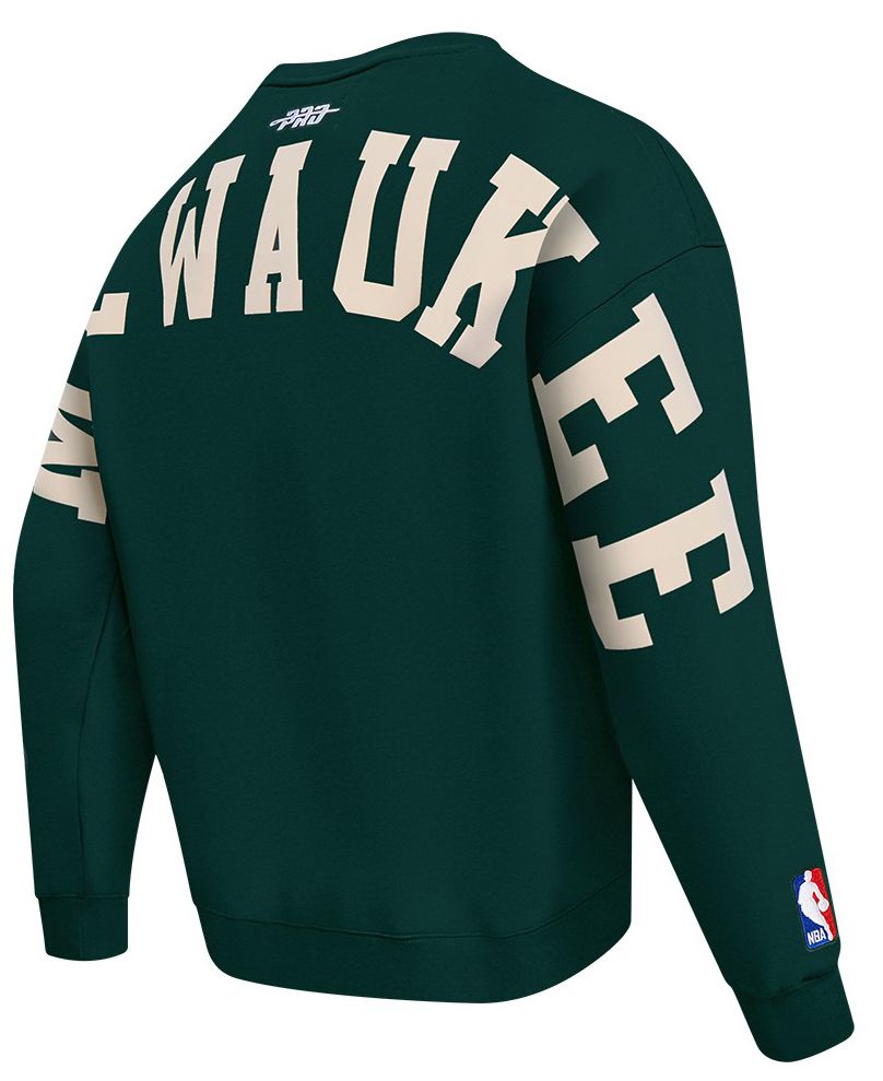 Pro Standard Men's Milwaukee Bucks Green Wingspan Drop Shoulder Fleece Crewneck Sweatshirt product image