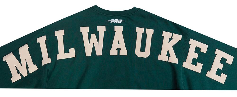 Pro Standard Men's Milwaukee Bucks Green Wingspan Drop Shoulder Fleece Crewneck Sweatshirt product image