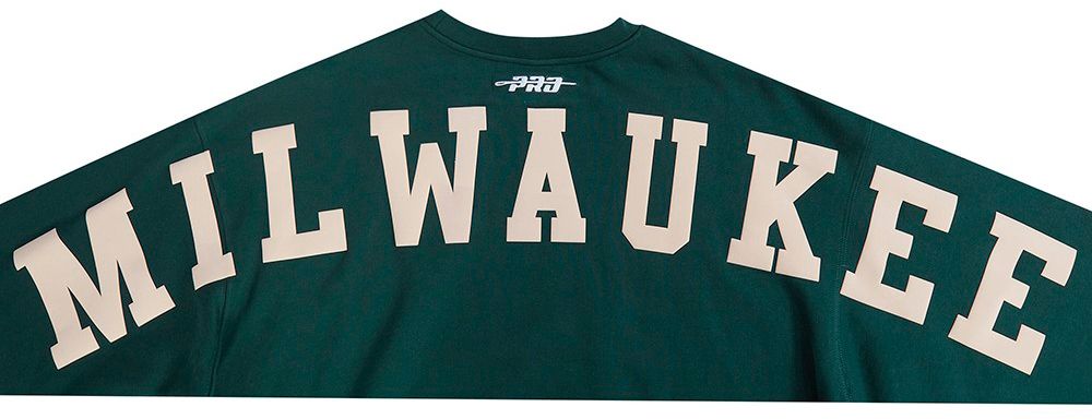 Pro Standard Men's Milwaukee Bucks Green Wingspan Drop Shoulder Fleece Crewneck Sweatshirt product image