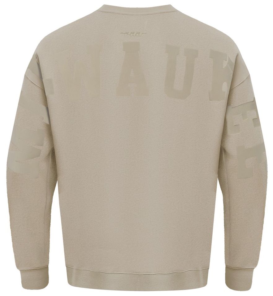 Pro Standard Men's Milwaukee Bucks Taupe Wingspan Drop Shoulder Fleece Crewneck Sweatshirt product image