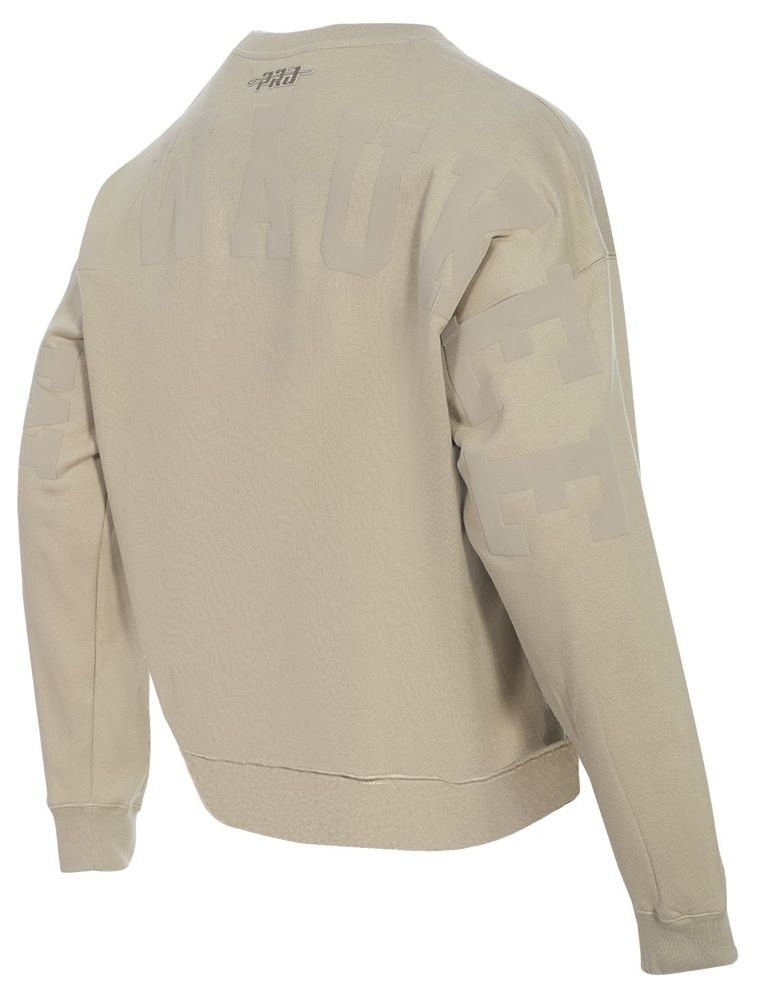 Pro Standard Men's Milwaukee Bucks Taupe Wingspan Drop Shoulder Fleece Crewneck Sweatshirt product image
