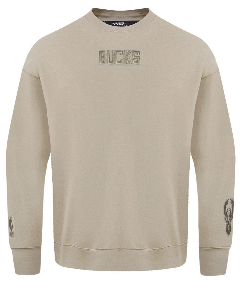 Pro Standard Men's Milwaukee Bucks Taupe Wingspan Drop Shoulder Fleece Crewneck Sweatshirt product image