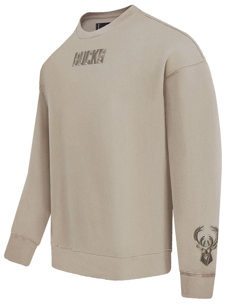 Pro Standard Men's Milwaukee Bucks Taupe Wingspan Drop Shoulder Fleece Crewneck Sweatshirt product image