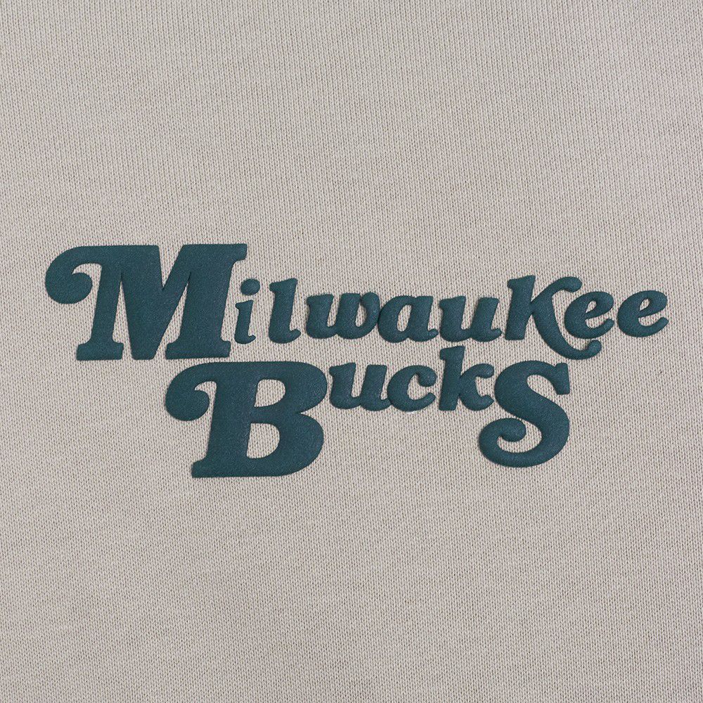 Pro Standard Men's Milwaukee Bucks Taupe Souvenir Fleece Pullover Hoodie product image