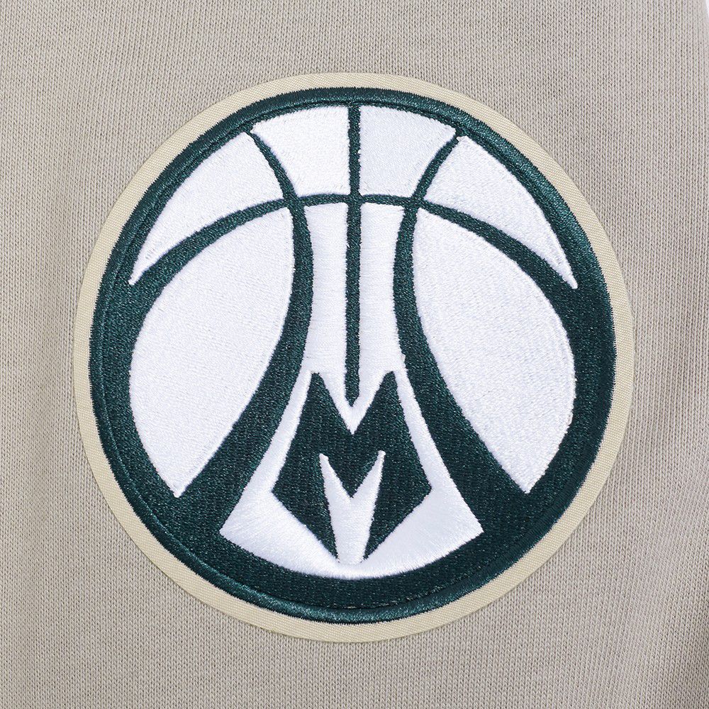Pro Standard Men's Milwaukee Bucks Taupe Souvenir Fleece Pullover Hoodie product image