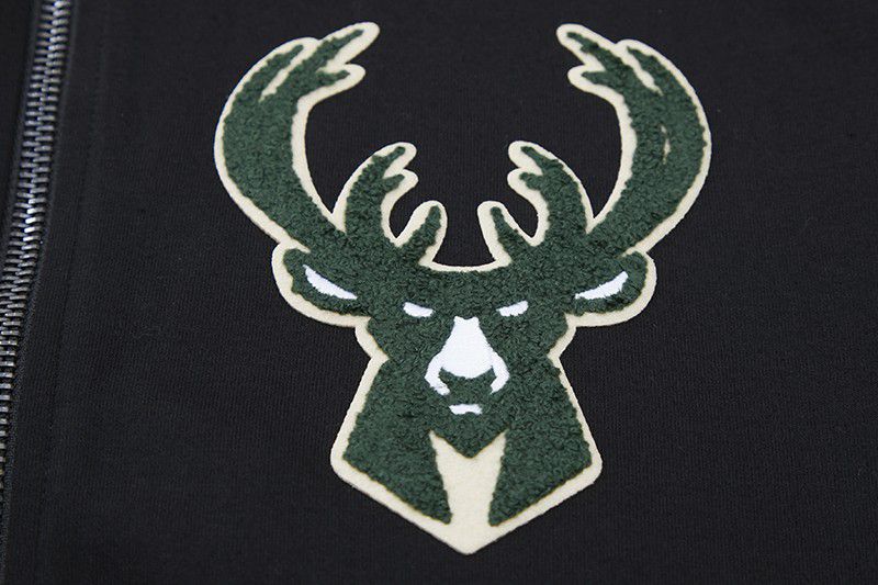 Pro Standard Men's Milwaukee Bucks Black Classic Chenille Full Zip Hoodie product image