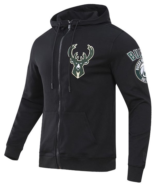 Pro Standard Men's Milwaukee Bucks Black Classic Chenille Full Zip Hoodie product image