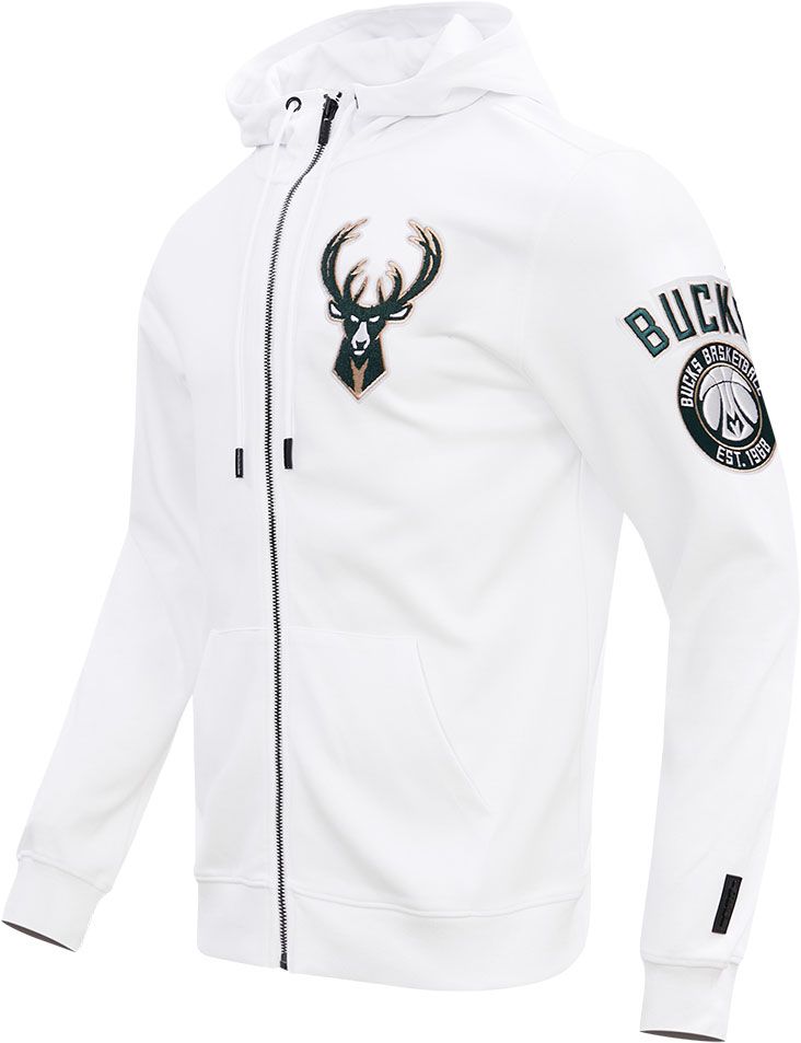 Pro Standard Men's Milwaukee Bucks White Chenille Full Zip Hoodie product image