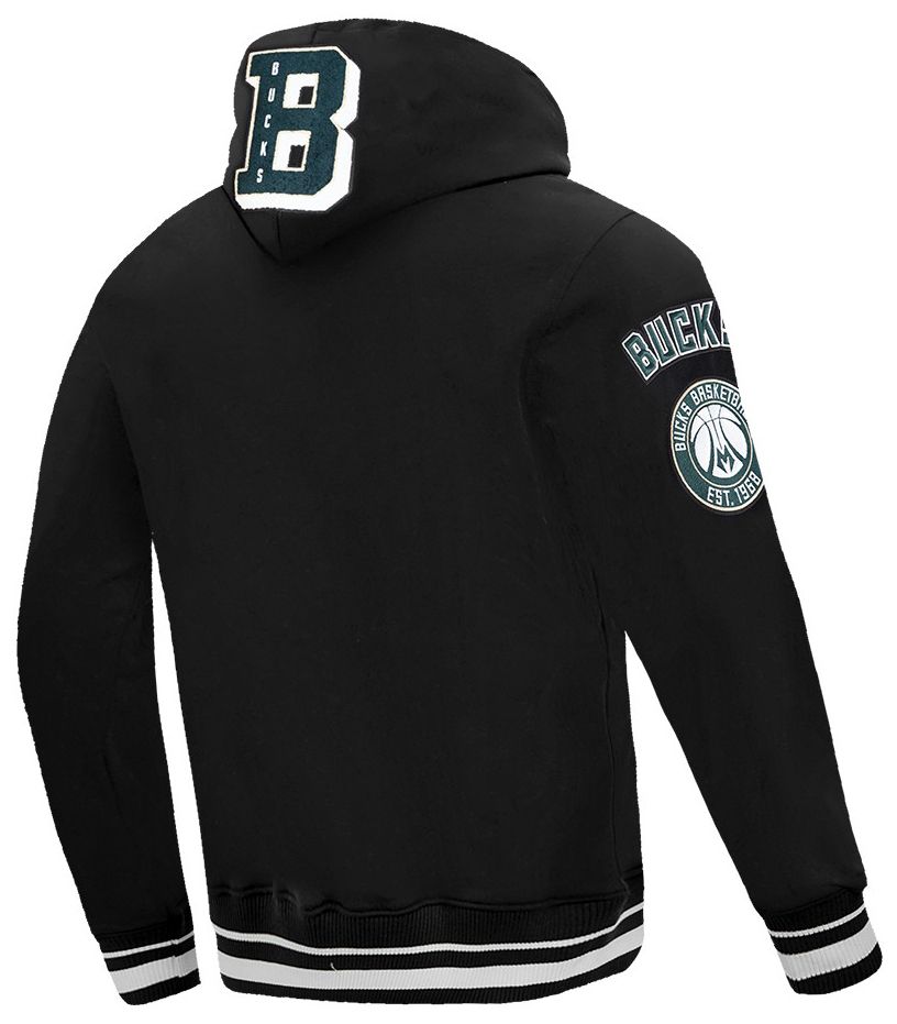 Pro Standard Men's Milwaukee Bucks Black Mash Up Rib Fleece Crewneck Sweatshirt product image