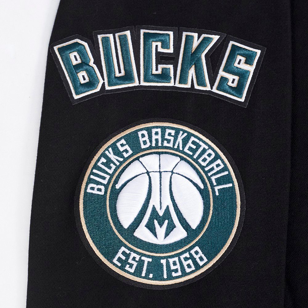 Pro Standard Men's Milwaukee Bucks Black Mash Up Rib Fleece Crewneck Sweatshirt product image